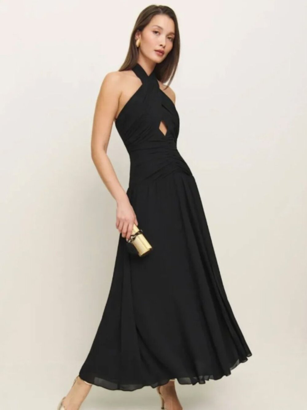 Reformation Cari Twist Neck Halter Dress (New With Tags, Size 0)